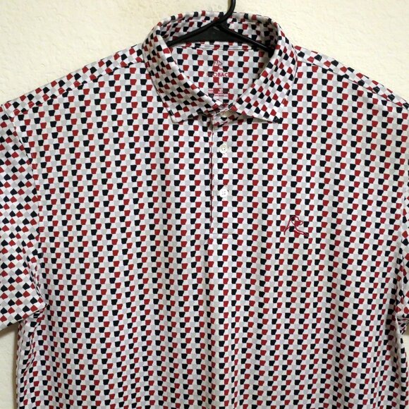 Rhoback Shirt Mens Large Short Sleeve Golf Performance Polo Arkansas Red Black - Picture 1 of 6